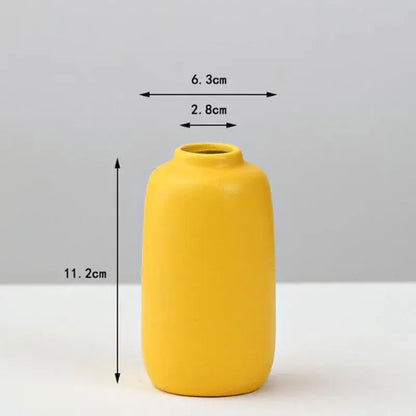 Matte yellow porcelain flower vase for living room home decor