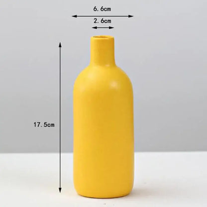 Matte yellow porcelain flower vase for living room home decor