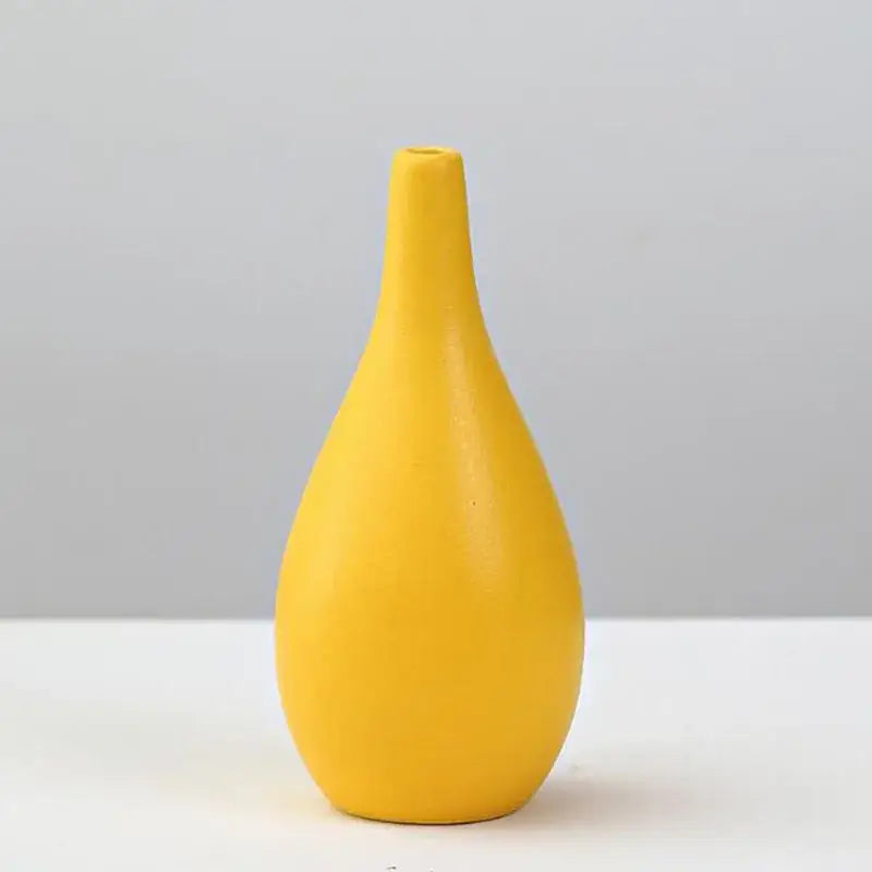 Matte yellow porcelain flower vase for living room home decor