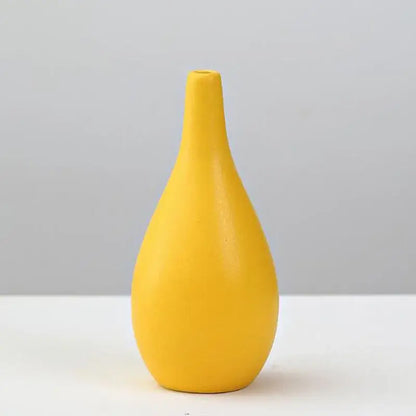 Matte yellow porcelain flower vase for living room home decor