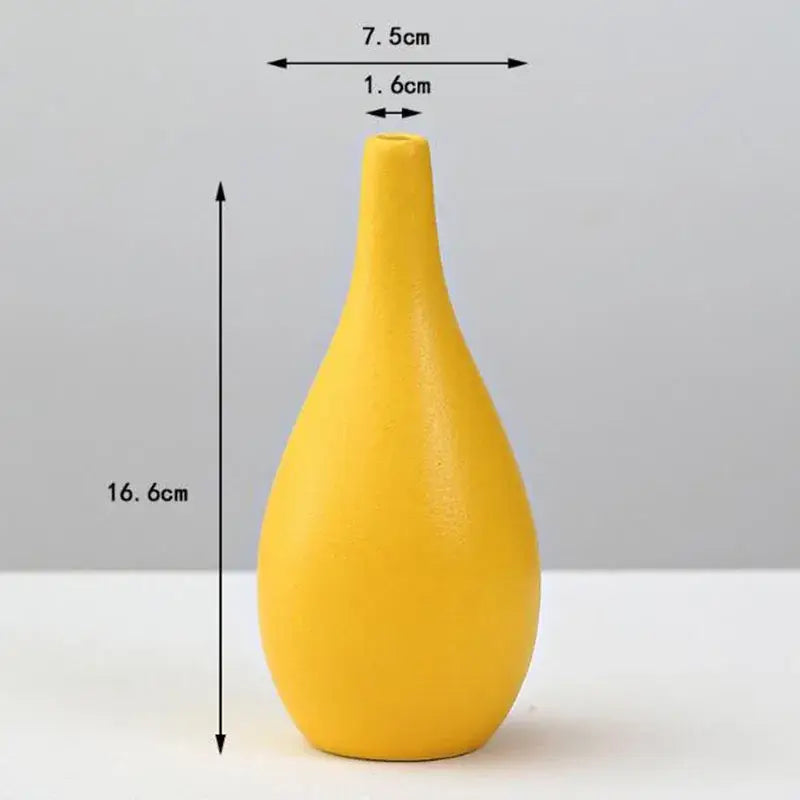 Matte yellow porcelain flower vase for living room home decor