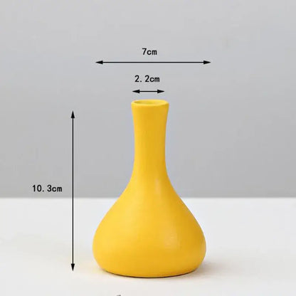 Matte yellow porcelain flower vase for living room home decor