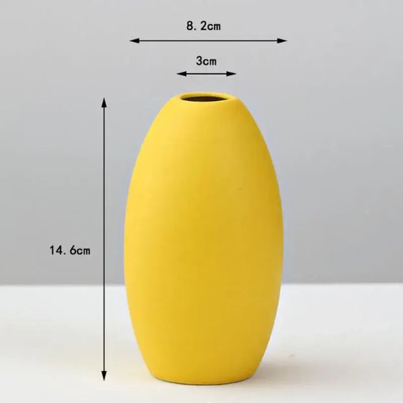 Matte yellow porcelain flower vase for living room home decor