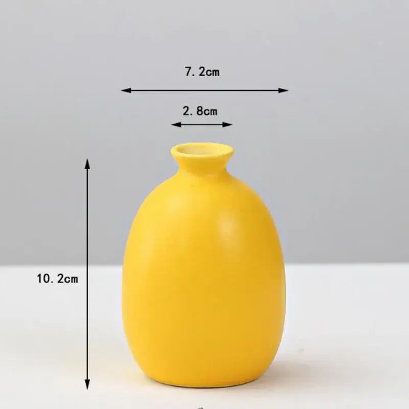 Matte yellow porcelain flower vase for living room home decor