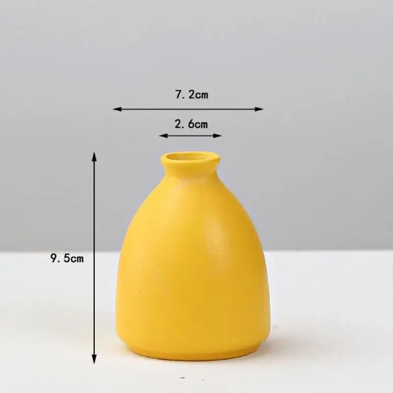 Matte yellow porcelain flower vase for living room home decor