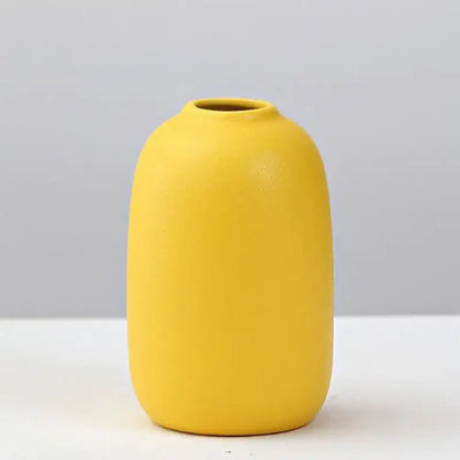 Matte yellow porcelain flower vase for living room home decor