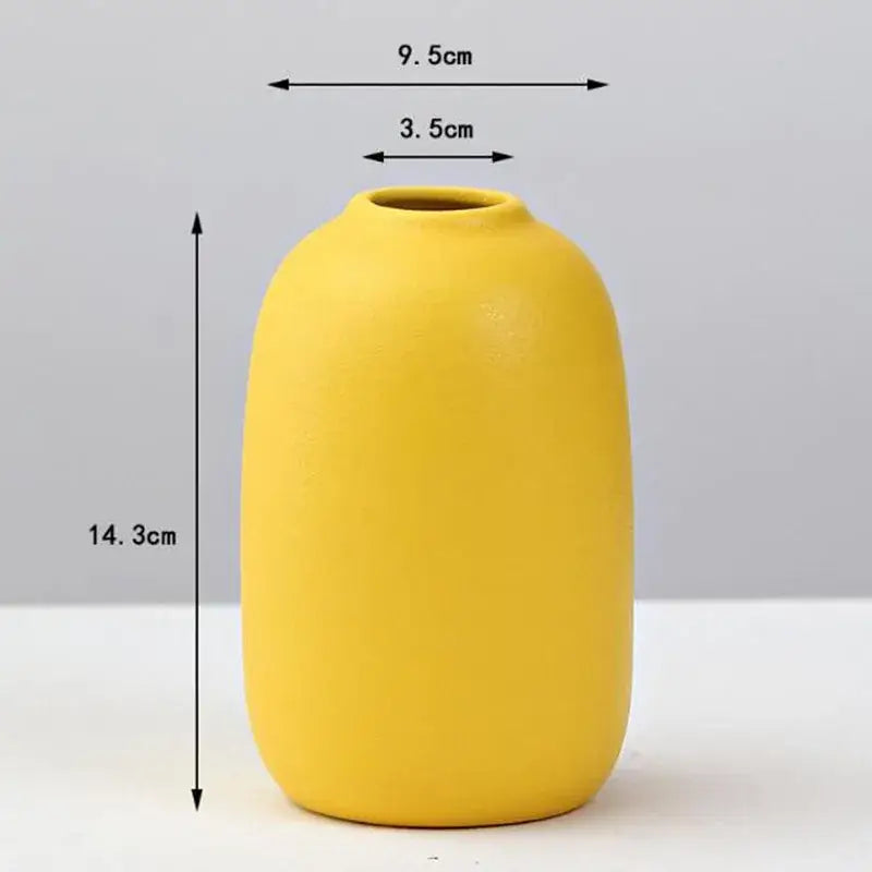 Matte yellow porcelain flower vase for living room home decor