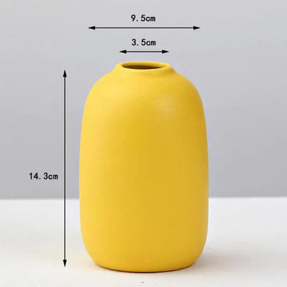 Matte yellow porcelain flower vase for living room home decor
