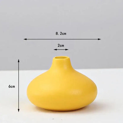 Matte yellow porcelain flower vase for living room home decor