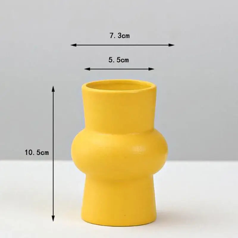 Matte yellow porcelain flower vase for living room home decor