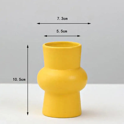 Matte yellow porcelain flower vase for living room home decor