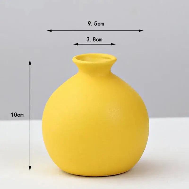 Matte yellow porcelain flower vase for living room home decor