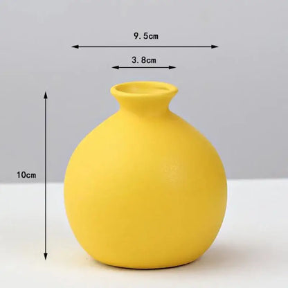 Matte yellow porcelain flower vase for living room home decor