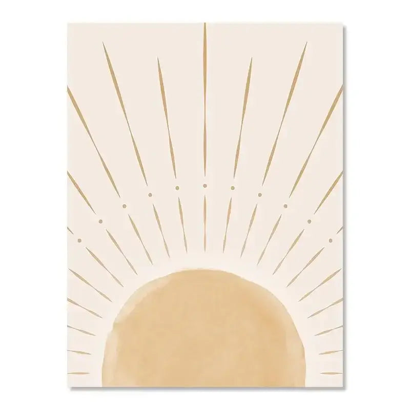 Minimalist beige & gold sun rising horizon wall art bedroom triptych