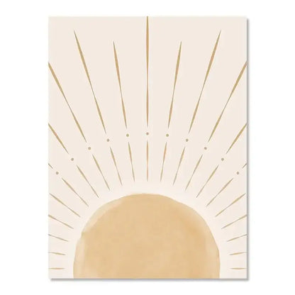 Minimalist beige & gold sun rising horizon wall art bedroom triptych