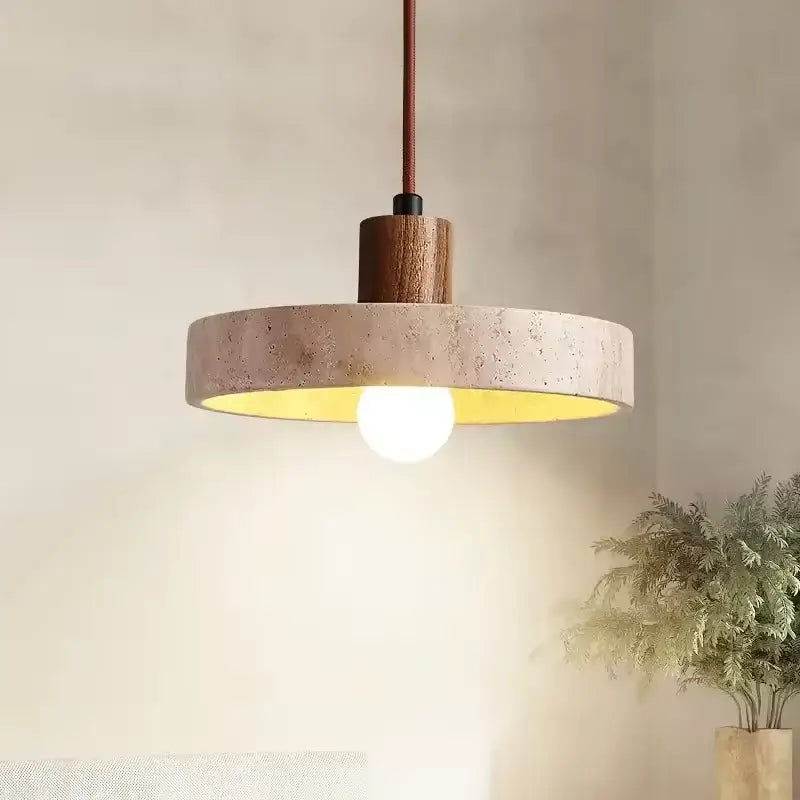 Minimalist yellow travertine stone pendant light for kitchen island