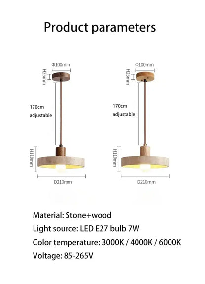 Minimalist yellow travertine stone pendant light for kitchen island
