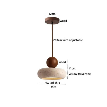 Minimalist yellow travertine stone pendant light for kitchen island