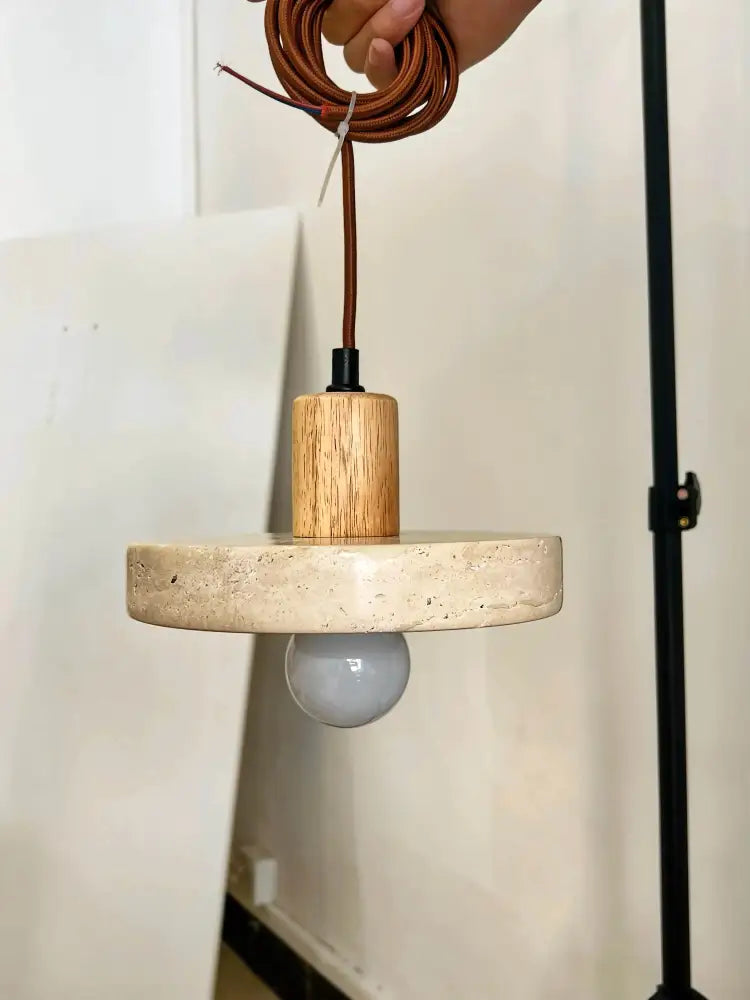 Minimalist yellow travertine stone pendant light for kitchen island