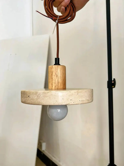 Minimalist yellow travertine stone pendant light for kitchen island