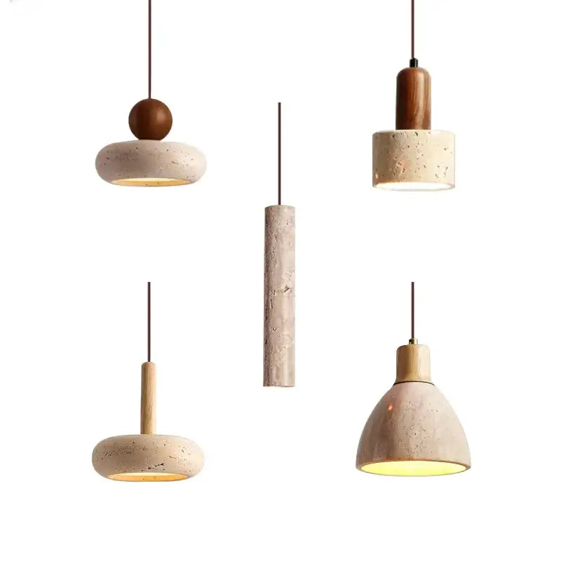 Minimalist yellow travertine stone pendant light for kitchen island