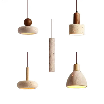 Minimalist yellow travertine stone pendant light for kitchen island