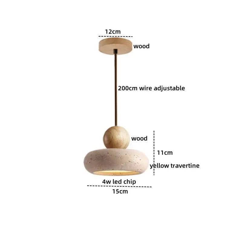 Minimalist yellow travertine stone pendant light for kitchen island