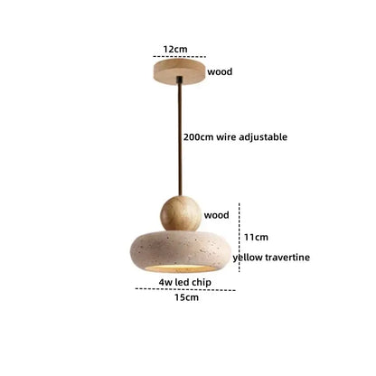 Minimalist yellow travertine stone pendant light for kitchen island