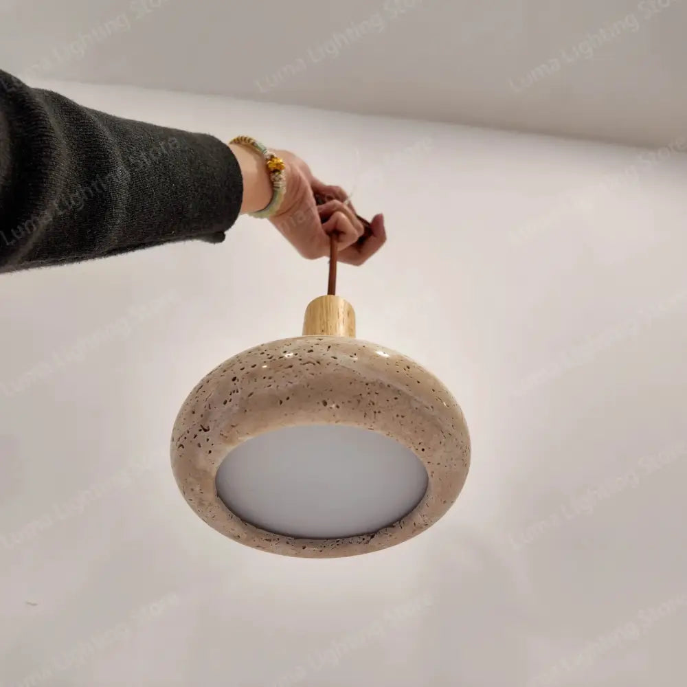 Minimalist yellow travertine stone pendant light for kitchen island