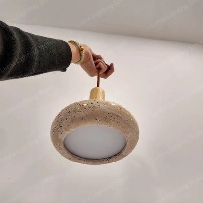 Minimalist yellow travertine stone pendant light for kitchen island