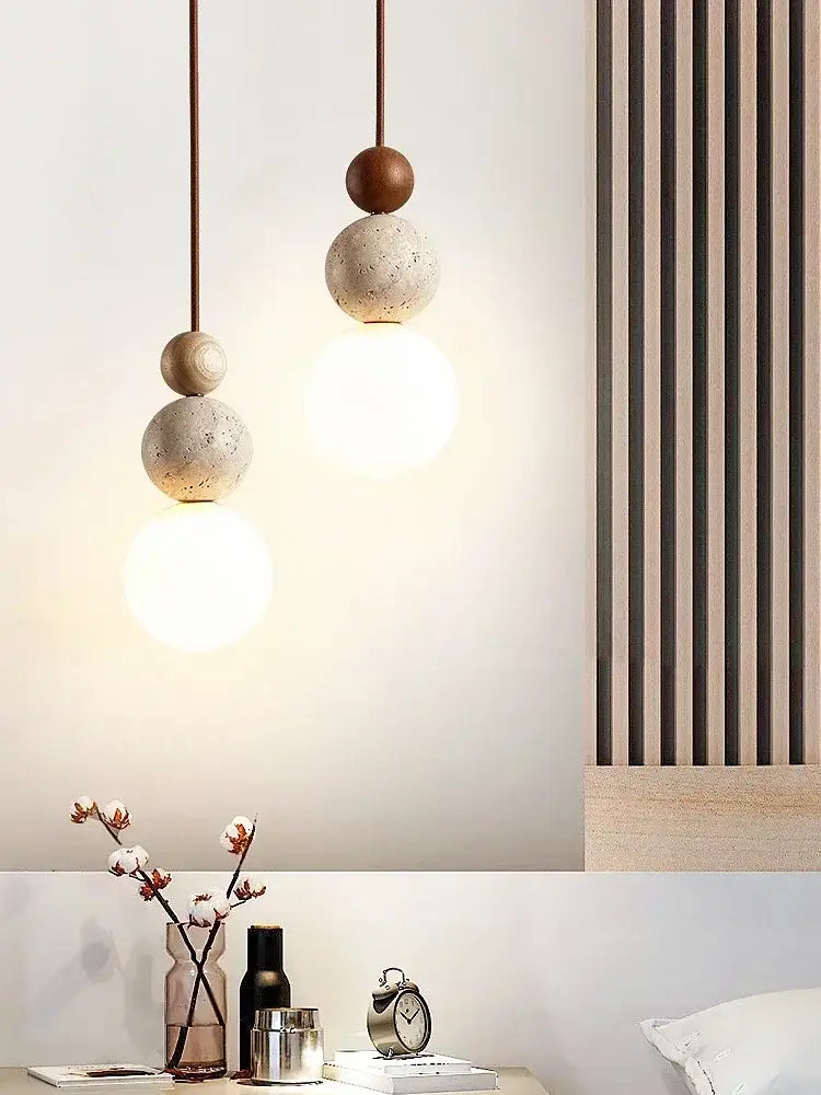 Minimalist yellow travertine stone pendant light for kitchen island
