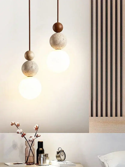 Minimalist yellow travertine stone pendant light for kitchen island