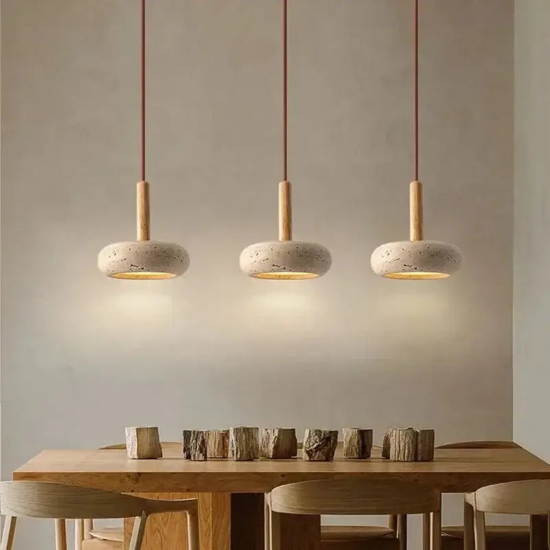 Minimalist yellow travertine stone pendant light for kitchen island