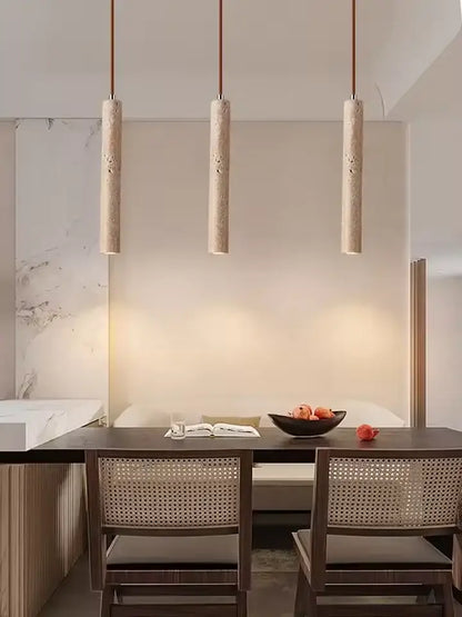 Minimalist yellow travertine stone pendant light for kitchen island