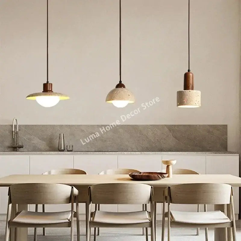 Minimalist yellow travertine stone pendant light for kitchen island