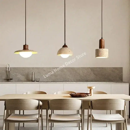 Minimalist yellow travertine stone pendant light for kitchen island