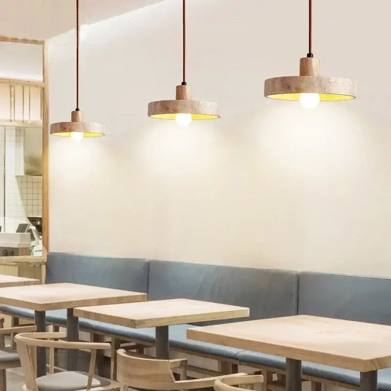 Minimalist yellow travertine stone pendant light for kitchen island
