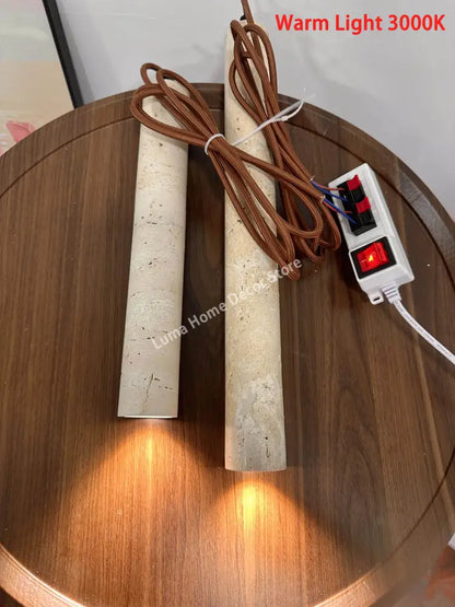 Minimalist yellow travertine stone pendant light for kitchen island