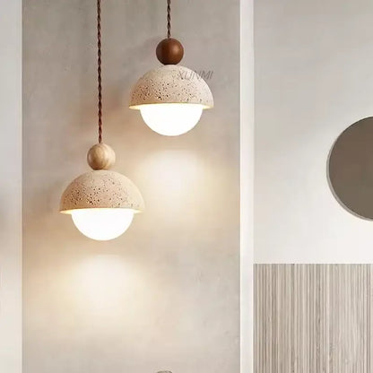Minimalist yellow travertine stone pendant light for kitchen island