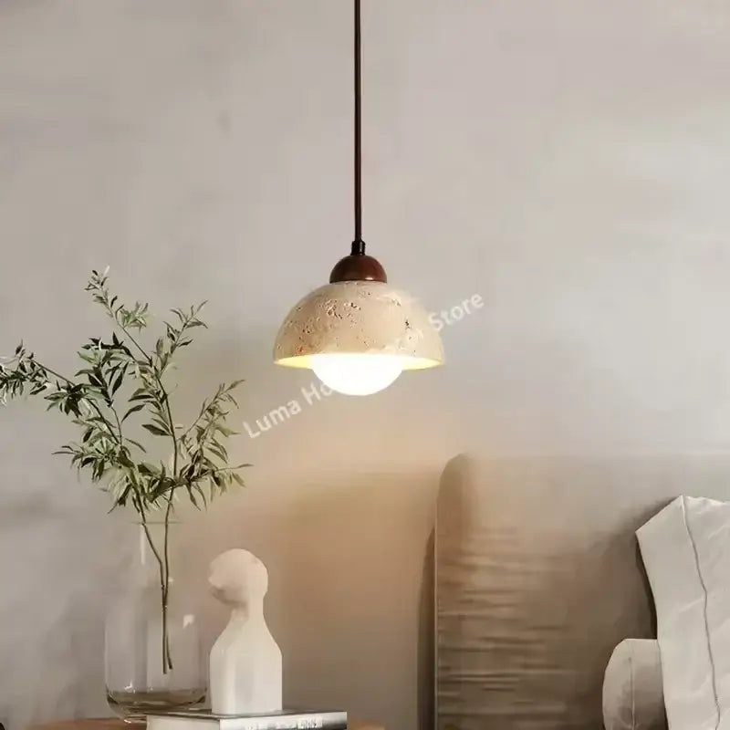 Minimalist yellow travertine stone pendant light for kitchen island