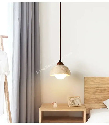 Minimalist yellow travertine stone pendant light for kitchen island