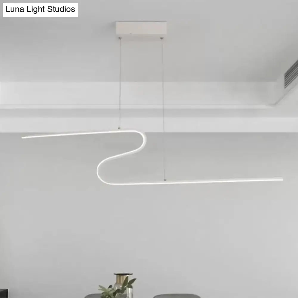 Modern minimalist black & white linear island light for dining room