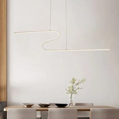 Modern minimalist black & white linear island light for dining room