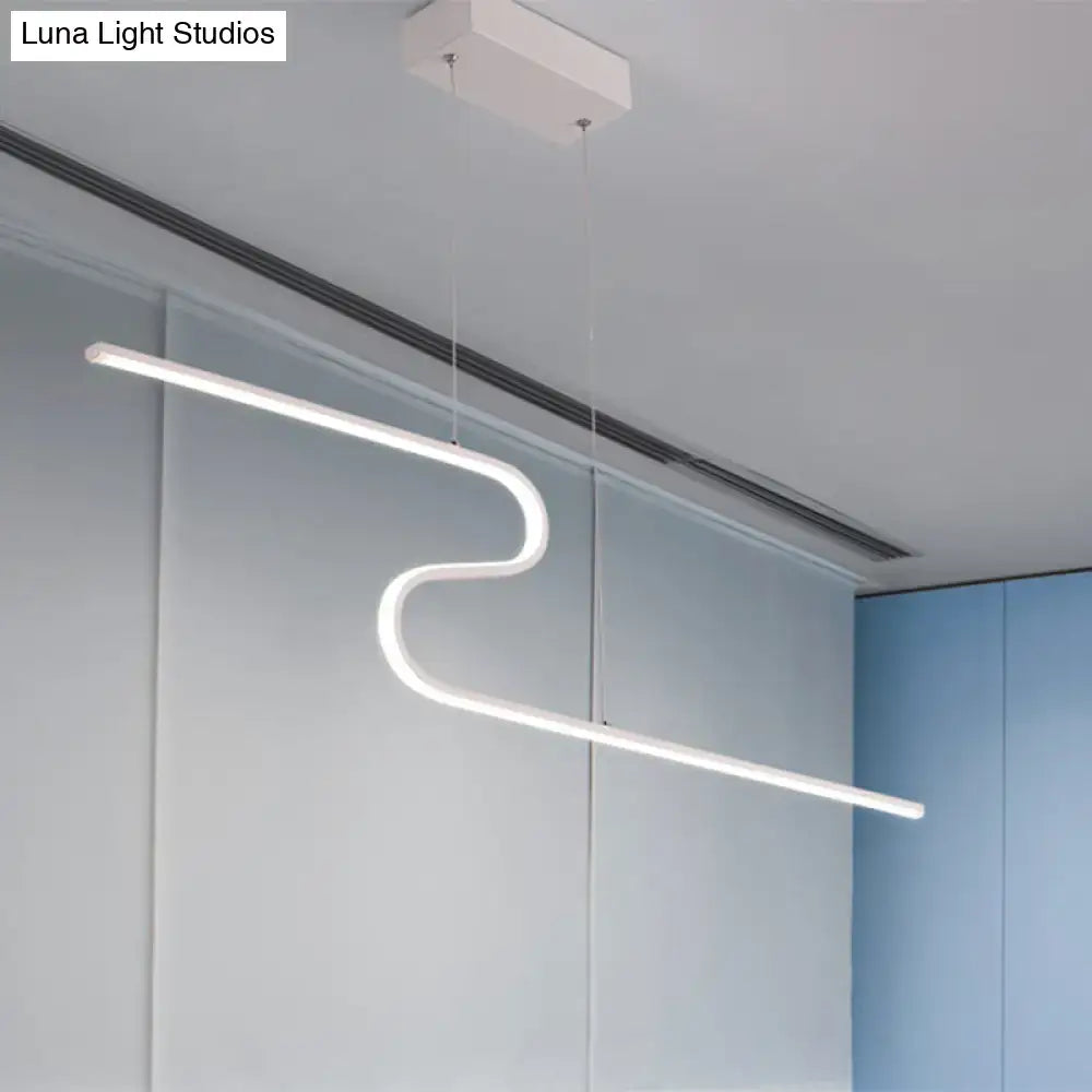 Modern minimalist black & white linear island light for dining room