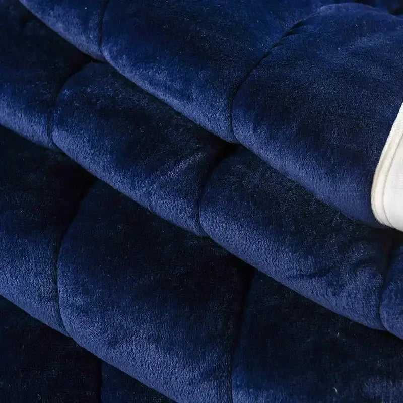 Deep blue and white cozy flannel fleece bedroom quilt