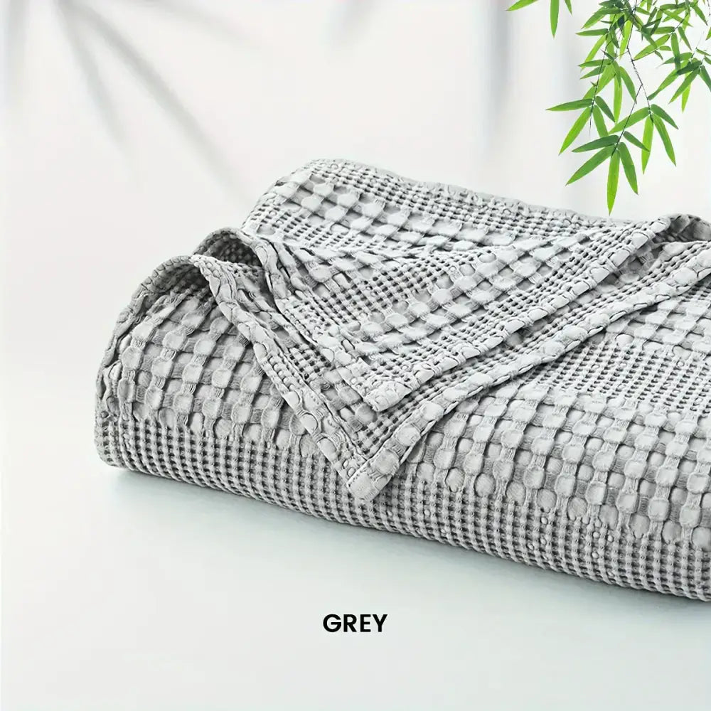 Deep blue bamboo cotton waffle blanket bedroom lightweight throw