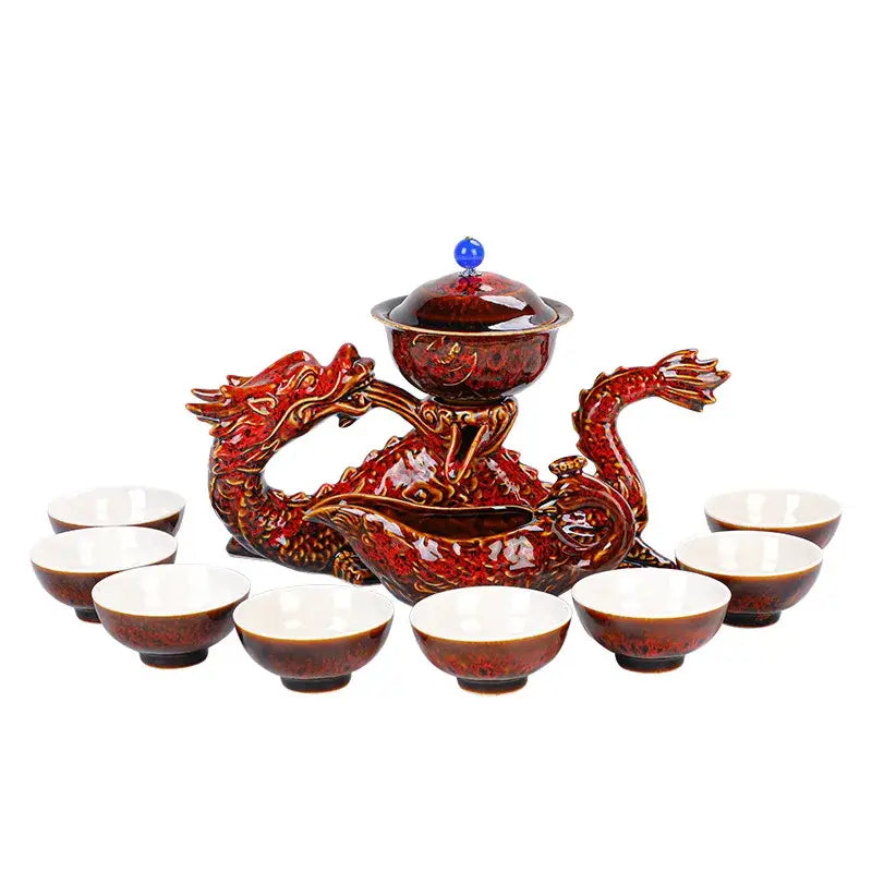Deep blue ceramic dragon kung fu tea set dining room decor