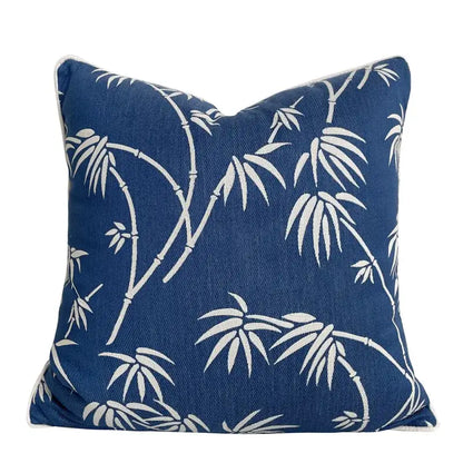Deep blue geometric jacquard cushion cover for living room decor
