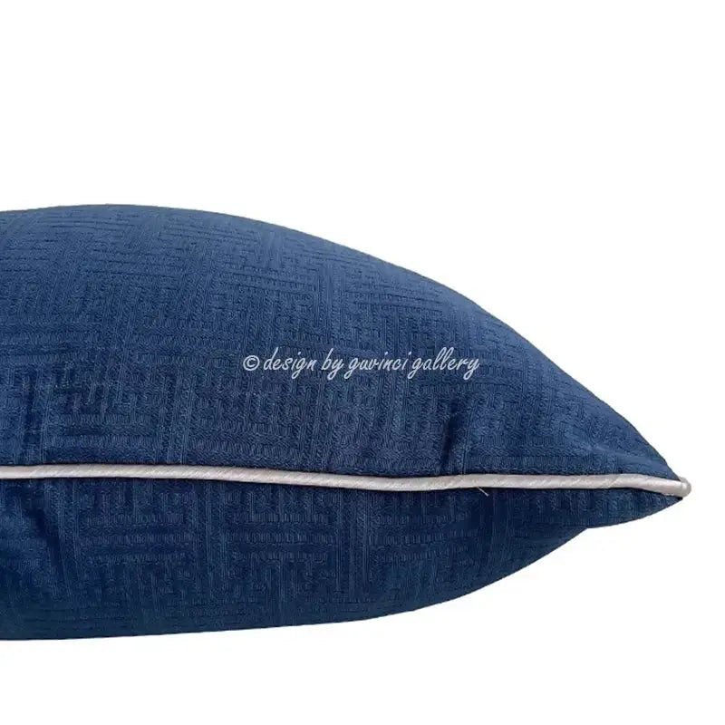 Deep blue geometric jacquard cushion cover for living room decor