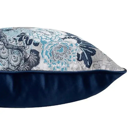 Deep blue geometric jacquard cushion cover for living room decor